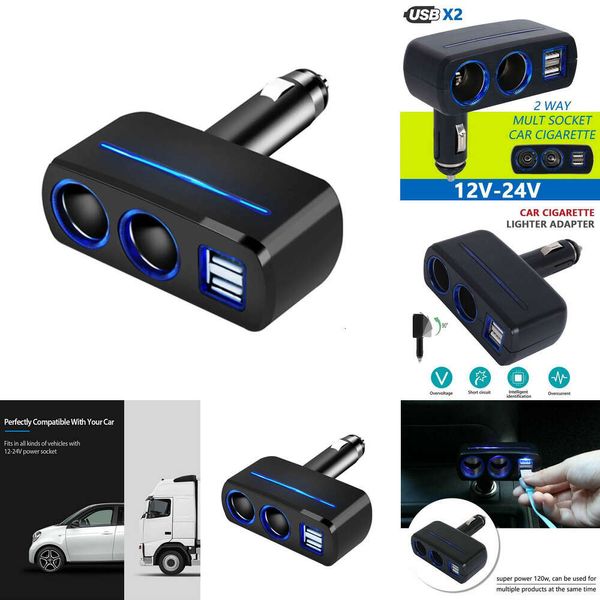 Adaptateur universel de chargeur de voiture double USB, séparateur de prise allume-cigare 12V/24V pour véhicules, alimentant plusieurs appareils K9t5