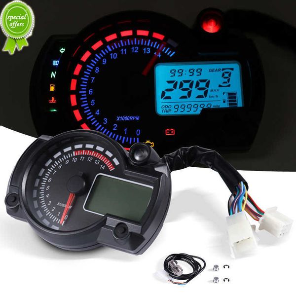 Nuevo Universal KOSO LCD Digital motocicleta RX2N odómetro velocímetro medidor instrumento ajustable MAX 299 KM/H 7 colores tablero