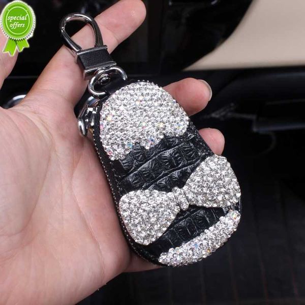 Nouveau porte-clés de voiture en cuir universel mignon Bowknot cristal strass titulaire du permis de conduire clé de voiture sac portefeuilles porte-clés accessoires