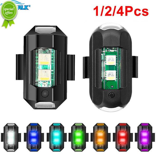 New Universal Led Aircraft Strobe Lights Moto Anti-collision Warning Light avec USB Charging 7 Couleurs Turn Signal Lights