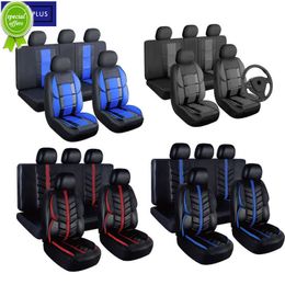 Nieuwe Universal Racing Seat Cover Leer Volledige set voor 5 zitplaatsen Beschermer geschikt voor de meeste auto -accessoires kunstmatig leer sportief