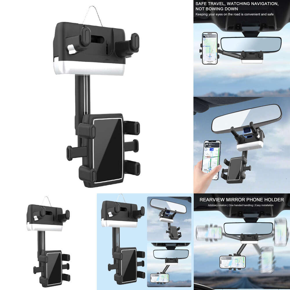 Ny Universal Rearview Clip Rotatable och infällbar supporthållare Bracket Phone Mobile Recorder Car Mirror GPS DRI P6E6