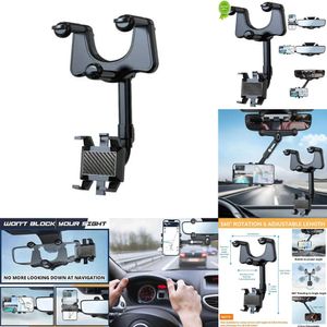 Nieuwe Universal Telescopic Phone Holder voor Handsfree Navigatie van het achteruitzicht Mirror Navigatie en roept Auto-voorste ondersteuning voor de meeste smartphones