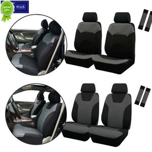 Nieuwe upgrade 2 voorstoelbedekkingen airbag compatibele universele maat stoelhoezen voor auto met emmer achterzak 2 zitgordelomslag