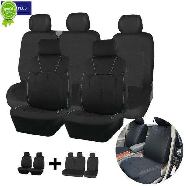 Nouvelle mise à niveau noir housses de siège universelles pour voiture 2 + 1 Type housse de siège de voiture fendue Polyester de haute qualité avec Airbag Compatible