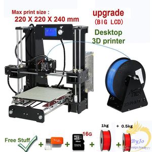 Nouvelle mise à niveau de l'imprimante 3D de bureau Prusa i5, Filament de 1.5Kg, carte TF de 16 go, en cadeau (grand écran LCD)