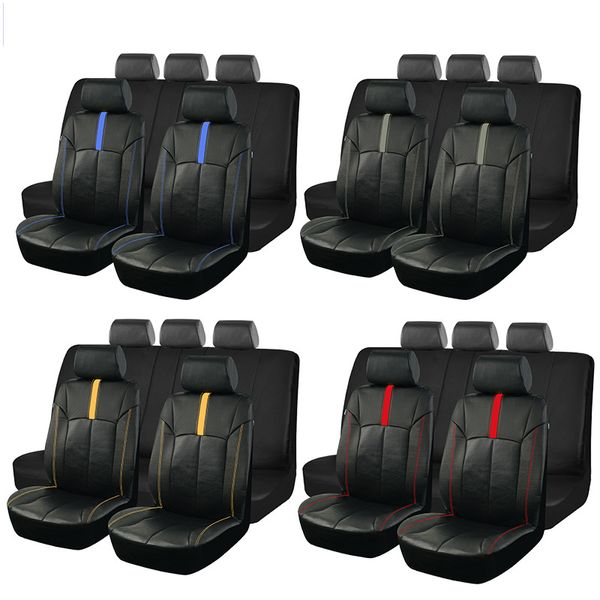 Juego de fundas de asiento de coche de cuero universales de carreras Unisex, deportivas mejoradas, aptas para la mayoría de los accesorios interiores de coches, SUV, camiones y automóviles