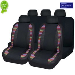 Nueva actualización Universal de malla transpirable y lino colorido cosido tela de poliéster fundas de asiento de coche conjunto Protector de cojín de asiento