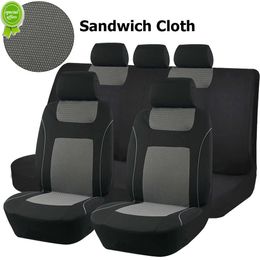 Nieuwe upgrade Universal Gray en Black Sand Stitching Polyester Fabric General Car Seat Cover Universal voor alle seizoenen
