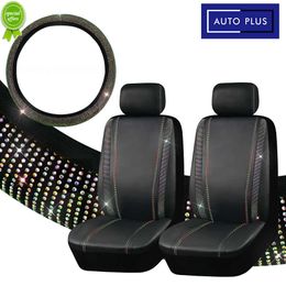 Nieuwe upgrade Universele maat Auto -stoelhoezen geschikt voor de meeste auto SUV Truck kleurrijke diamant dames stoelhoezen met stuurwielhoes