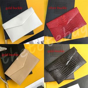 Designer Uptown-etui Ylss Bags Handtas Schoudertas Krokodil Glanzend leer met reliëf Envelop Clutch met klepsluiting Generfd leer Klassieke metalen portemonnee