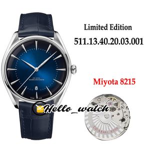 Nieuwe Urban Edition 39.5mm 511.13.40.20.03.001 Miyota 8215 Automatische Herenhorloge Stalen Case D-Blue Dial Blue Lederen Band Horloges Hallo_Watch