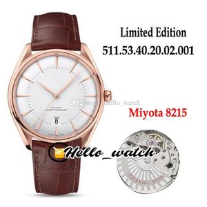 Nieuwe stedelijke editie 511.53.40.20.02.53 Miyota 8215 Automatische Mens Horloge Rose Gold Case White Dial Bruin Lederen Band Horloges Hallo_Watch E307