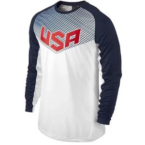 Nieuw USA National Basketball Team Sport Training Jumper Pullover Designer Fashion Tee Heren Kleur Ronde hals T-shirt met lange mouwen Gym T-shirts Casual Heren Sneldrogend