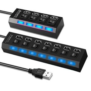 Nouveau adaptateur USB 2.0 4 ports 7 ports USB Hub LED Splitter USB avec commutateur indépendant pour les accessoires pour ordinateur portable
