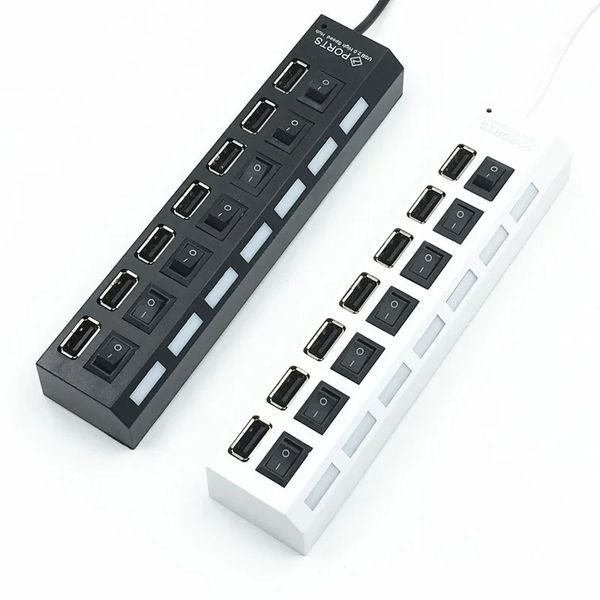 NOUVEAU USB 2.0 Hub USB Hub 2.0 multiple Splitter USB 3 HAB avec adaptateur électrique 7-port multiple extender 2.0 Hub USB3 avec commutateur PCV pour HUB USB