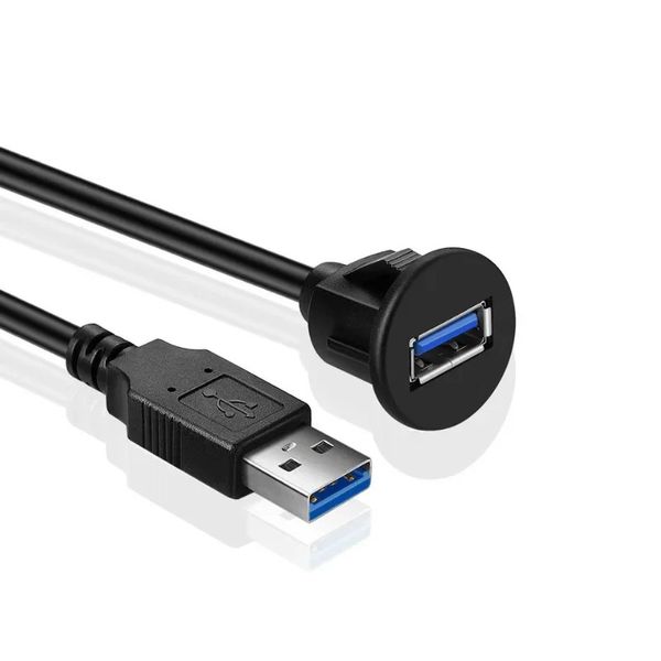 Nuevo Cable de extensión de montaje empotrado en Panel USB 3,0 con hebilla para salpicadero de coche, camión, barco, motocicleta, 1M