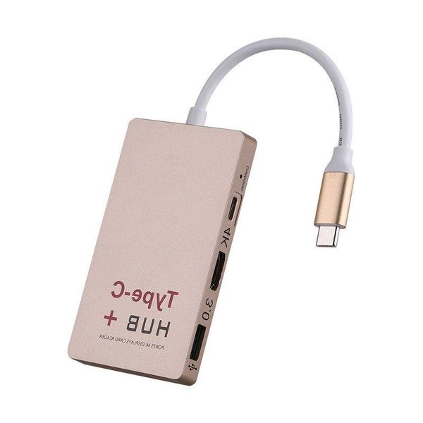 Livraison gratuite Nouveau USB 31 Type-C tourner 4K H-DM-I USB 30 HUB USB-C Hub de chargement Câble adaptateur pour lecteur de carte S-DCard Ggrxc