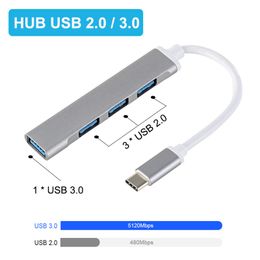 USB C HUB 3.0 Type-C 3.1 4 Ports concentrateurs de chargeur Multi Splitter Adaptateur OTG Pour Macbook Pro Lenovo Xiaomi PC iphone Accessoires Informatiques