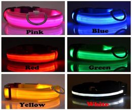 Nieuwe USB -kabel LED Nylon Dog Collars Dog Cat Harness Flashing Light Up Night Safety Pet Collars Multi Color XSXL Size Christmas AC7633594