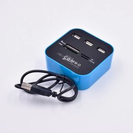 NOUVEAU USB HUB 2.0 3 ports MMC Carte SD Reader Slot Slot USB Combo All-in-One Splitter USB Câble adapté à l'ordinateur portable pour ordinateur portable USB HUB