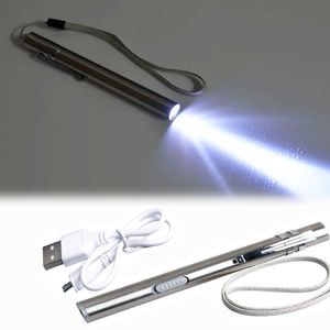 Nouvelle mini lampe de poche rechargeable par USB Torche à LED portable à économie d'énergie Lampe à stylo pratique médicale professionnelle avec clip en acier inoxydable