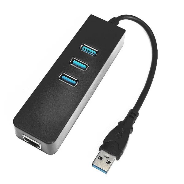 NOUVEAU USB3.0 Gigabit Ethernet Adaptateur 3 ports USB 3.0 Hub USB vers RJ45 LAN Network Carte pour MacBook Mac Desktop + Micro USB Charger for USB 3.0
