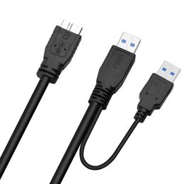 Nuevo cable de disco duro móvil Micro-B Micro-B Cable de datos de alimentación USB de cabeza USB con fuente de alimentación auxiliar de 0.6/1méter