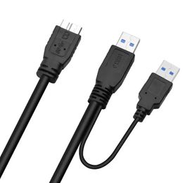 Nieuwe USB3.0 Micro-B Mobile Hard Disk Cable Dubbele kop USB-voeding gegevenskabel met hulpvoeding 0,6/1 meter