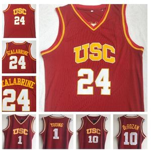Nueva camiseta de baloncesto de los Trojans de USC # 24 Brian Scalabrine Demar # 10 DeRozan # 1 Nick Young Camisetas de la NCAA mejor cosidas Tamaño S-2XL