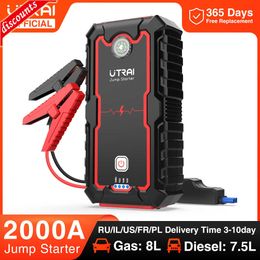 Nuevo UTRAI Power Bank 2000A Jump Starter Cargador portátil Car Booster 12V Dispositivo de arranque automático Arrancador de batería de coche de emergencia