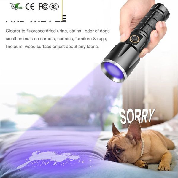 Nouveau UV 365 violet lampe de poche Led Usb Rechargeable 18650 ou 26650 batterie batterie externe XHP50.2 lumière blanche torche lanterne Yunmai