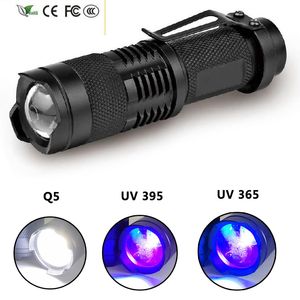New UVC 365 395 Penlight Focus Lantern LED Flashlight Torch Light Bulbs Litwod Q5 SK68 Adjustable Aluminum Alloy 2000 5W Black