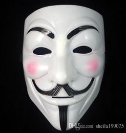 Nouveau masque V Vendetta blanc jaune Masque Anonyme Guy Fawkes Fantaisie Adulte Costume Halloween Masques Mascarade V Masques Pour Halloween5917959