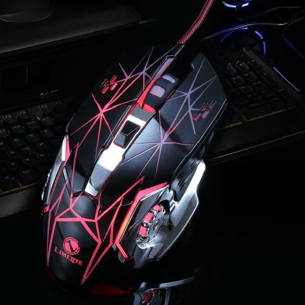 NOUVEAU V3 gaming gaming filaire souris 6D alliage backboard respirant effet de lumière 3200dpi muet