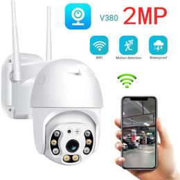 Nouveau V380 2MP WiFi caméra dôme de maison intelligente Surveillance vidéo de rue externe caméra sans fil alerte de mouvement double lumière suivi automatique