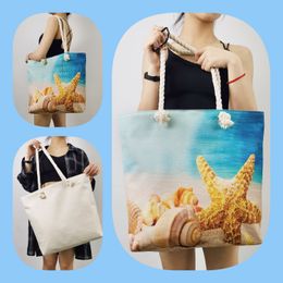 Nouveau van Gogh Pain d'huile imprimé sacs de plage de plage personnalisés logo Picture de corde épaisse de haute qualité sac à main réutilisable pliable de haute qualité