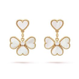 Nouveau Van Sier Alhambraes Effeuillages classique trèfle boucles d'oreilles pendantes pour femmes coeur amour piédestal 2/3 fleurs boucle d'oreille Agate goutte oreille bijoux de mariage