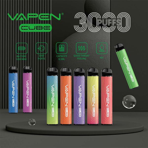 Nuevo Vapen Cube 3000 inhalaciones Cigarrillos electrónicos desechables Vape Desechable Pods Kits de dispositivo 1000 mah Batería precargada 8,5 ml 0% 2% 5% Vaporizador sin NIC