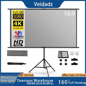New VEIDADZ Projector Screen With Stand Metal Grey Anti-Light 60 84 100 120 inch For Home Theater Outdoor Bracket Projection Screen