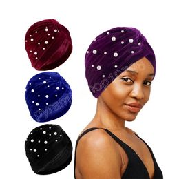 Nouveau velours intérieur Hijabs musulman Turban casquettes pour femmes avec perceuse ethnique islamique enveloppement tête doux Turbante chapeaux Mujer Bonnet