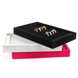 Nieuwe Velvet Jewelry Flat Trays Box Earring Ringen Opbergdoos Juwelier Case Display Handige charmante vrouwen Rings Trays Make -up
