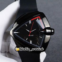 Nieuwe Ventura Elvis80 H24551331 H24555331 Automatische zwarte wijzerplaat Herenhorloge Rood Grijs Innerlijke PVD Zwarte stalen behuizing Rubber Sporthorloges H252N