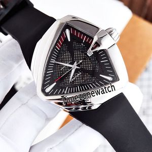 Nouveau Ventura H24585331 XXL Auto Aventure Et Concept Design Triangle Boîtier En Acier Cadran Noir Automatique Mens Montre Bracelet En Caoutchouc De Haute Qualité