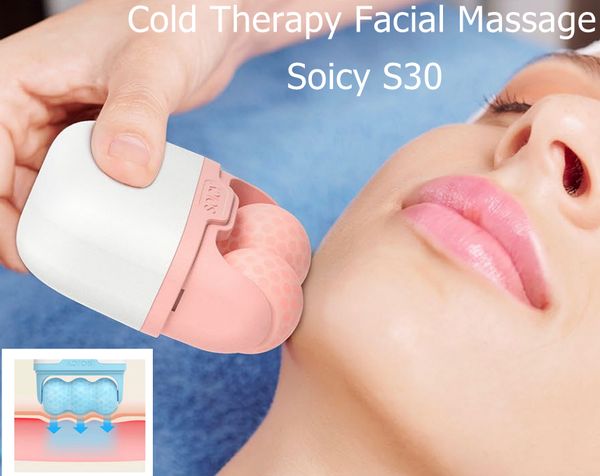 Nueva versión 2 en 1 Rodillo de hielo facial Herramienta para el cuidado de la piel Soicy s30 Para masaje facial y de cuerpo entero Rodillo de ojos y Rodillo facial de hielo para ojos hinchados Reducir los poros y apretar