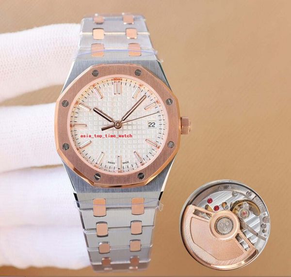 nova versão 2 estilo relógios de pulso femininos de super qualidade 1261SR.01 ouro rosa dois tons 34mm safira luminosa data automática cal. 5800 Relógios Mechnaical Automáticos para Mulher