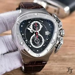 nouvelle version Chronographe Travail Triangle Montre Hommes Anniversaire VK Quartz Sport Voiture De Course Or Rose 18k Leathe Montre Homme Montres269O