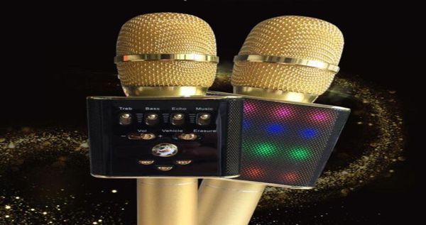 Nueva versión se ilumina H8 Bluetooth inalámbrico inteligente Karaoke micrófono altavoz subwoofer Home KTV para ios Android TF tarjeta Support4318906