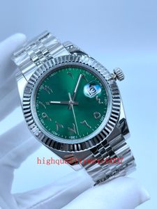 nieuwe versie heren mode polshorloges Arabische cijfers grijs groen rode wijzerplaat 41 mm 126334 automatische heren horloge horloges roestvrijstalen armband