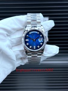 Nouvelle version Montres unisexes Cadran bleu 36 mm 128239 Mouvement Or blanc 18 carats Bracelet en acier inoxydable Montre automatique Bleu Luminescent Hommes Montres-bracelets